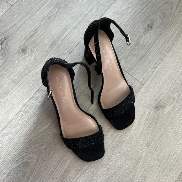 Kelly & Katie Black Rhinestone Heels - Picture 2 of 6